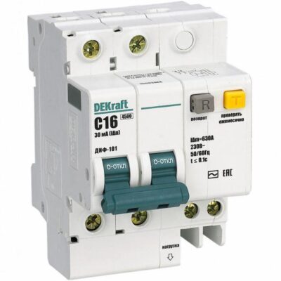 Выключатель автоматический дифференциального тока 2п C 16А 30мА тип AC 4.5кА ДИФ-101 4.5мод. SchE 15
