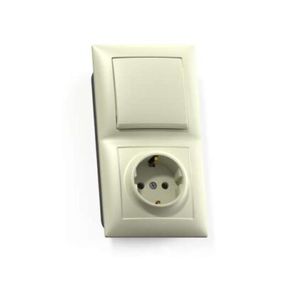 Блок СП БКВР-411 Селена (1-кл. выкл. + розетка с заземл.) сл. кость Кунцево 8176