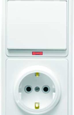 Блок БКВР-056 Бэлла (1-кл. выкл. с подсветкой + розетка с заземл.) бел. Кунцево 5821
