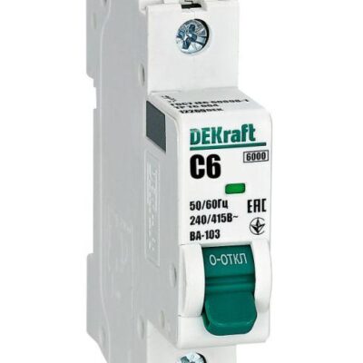 Выключатель автоматический модульный 1п C 6А 6кА ВА-103 DEKraft 12269DEK
