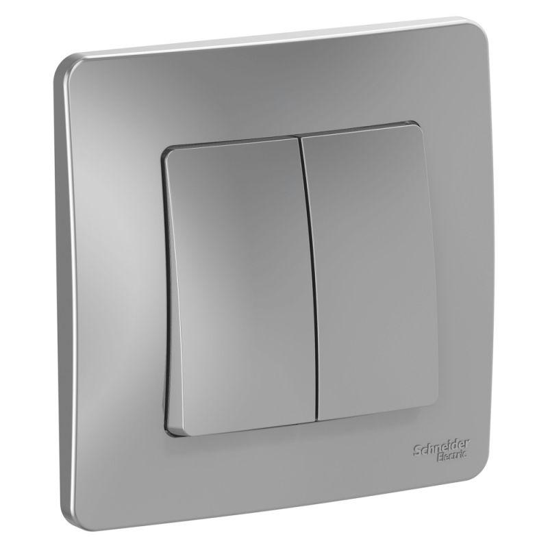 Выключатель 2-кл. СП Blanca 10А IP20 (сх. 5) 250В алюм. SE BLNVS010503 Выключатель 2-кл. СП Blanca 10А IP20 (сх. 5) 250В алюм. SE BLNVS010503