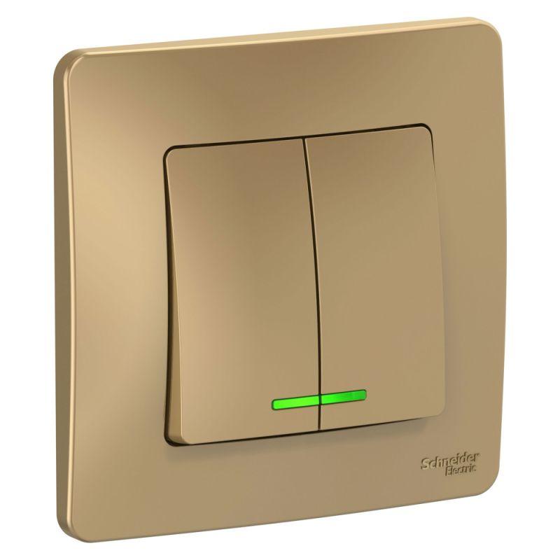 Выключатель 2-кл. СП Blanca 10А IP20 (сх. 5) 250В с подсветкой титан SE BLNVS010514 Выключатель 2-кл. СП Blanca 10А IP20 (сх. 5) 250В с подсветкой титан SE BLNVS010514