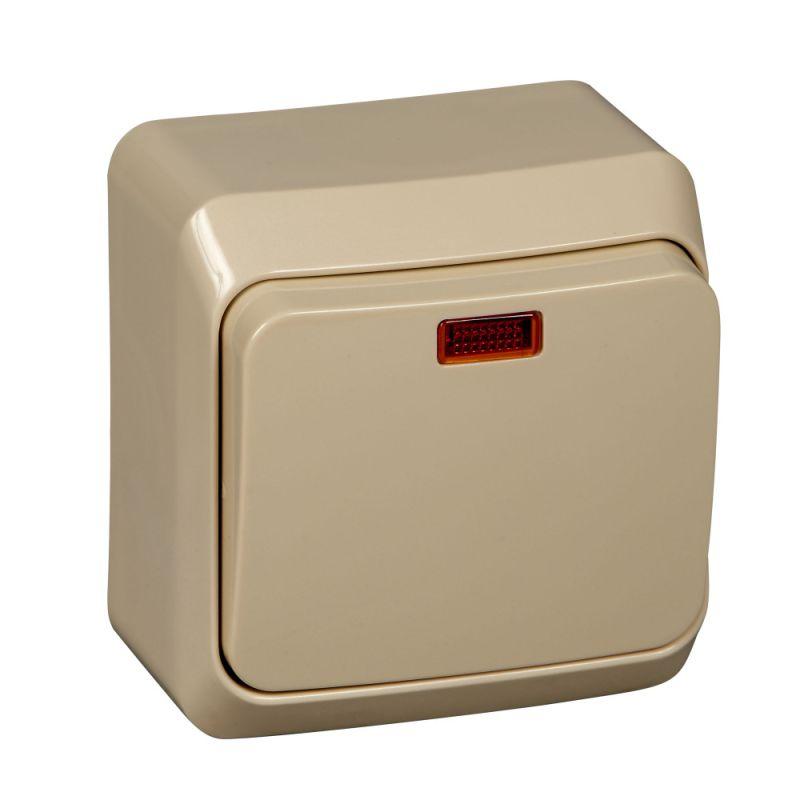 Выключатель 1-кл. ОП Этюд 10А IP20 с подсветкой крем. SE BA10-005K Выключатель 1-кл. ОП Этюд 10А IP20 с подсветкой крем. SE BA10-005K