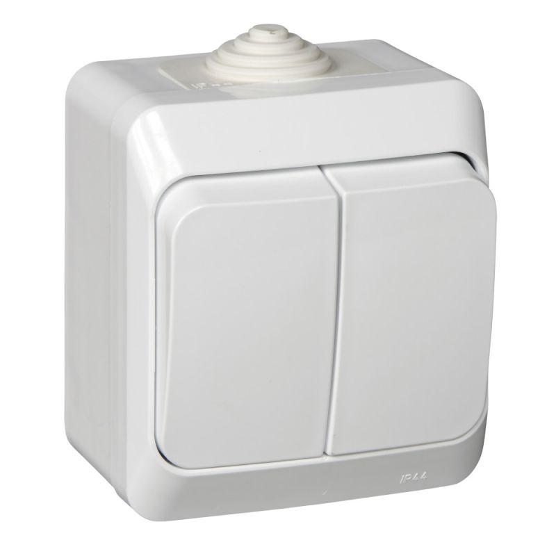 Выключатель 2-кл. ОП Этюд 10А IP44 10AX бел. SE BA10-042B Выключатель 2-кл. ОП Этюд 10А IP44 10AX бел. SE BA10-042B