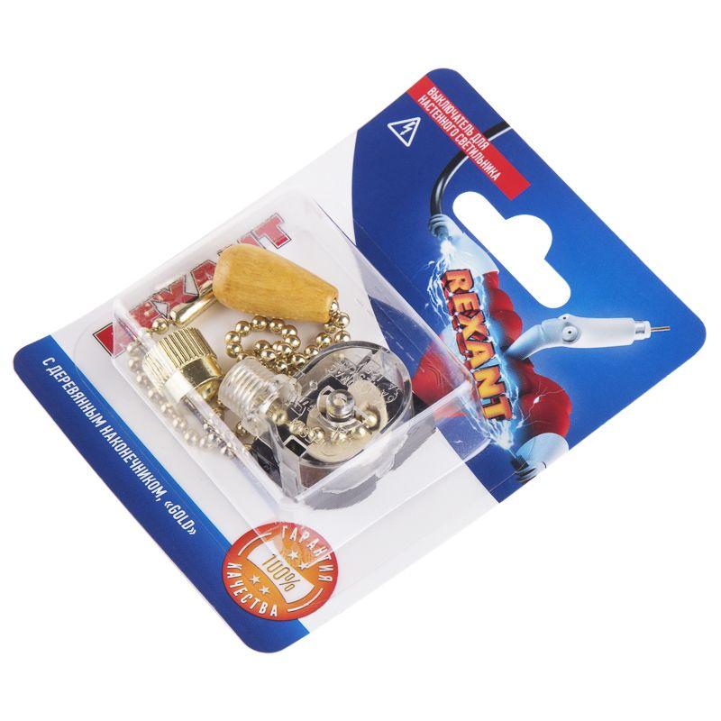 Выключатель для настенного светильника с деревянным наконечником gold блист. Rexant 06-0245-A Выключатель для настенного светильника с деревянным наконечником gold блист. Rexant 06-0245-A