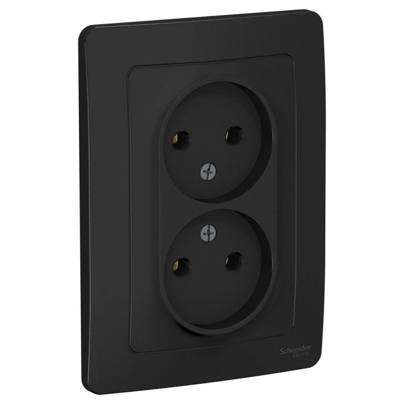 Розетка 2-м СП Blanca 16А IP20 250В без заземл. без защ. шторок антрацит SE BLNRS000026 Розетка 2-м СП Blanca 16А IP20 250В без заземл. без защ. шторок антрацит SE BLNRS000026