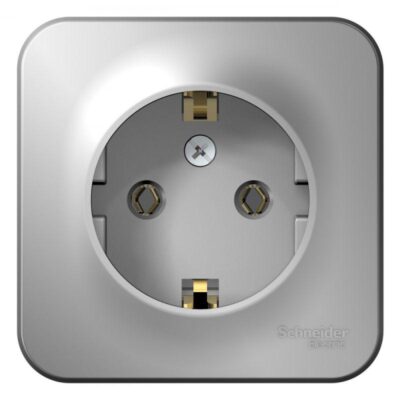 Розетка 1-м ОП Blanca 16А IP20 250В с заземл. без защ. шторок с изолир. пластиной алюм. SE BLNRA01