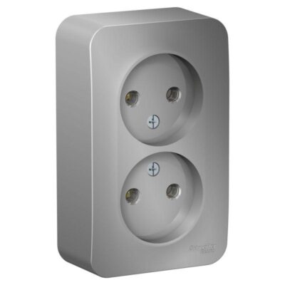 Розетка 2-м ОП Blanca 16А IP20 250В без заземл. без защ. шторок с изолир. пластиной алюм. SE BLNRA