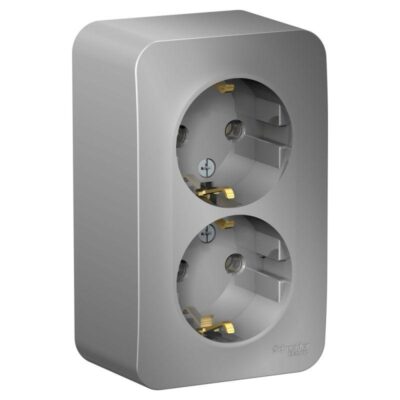 Розетка 2-м ОП Blanca 16А IP20 250В с заземл. без защ. шторок с изолир. пластиной алюм. SE BLNRA01