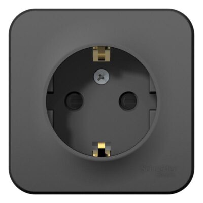 Розетка 1-м ОП Blanca 16А IP20 250В с заземл. защ. шторки с изолир. пластиной антрацит SE BLNRA011