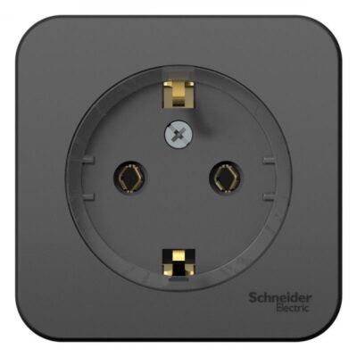 Розетка 1-м ОП Blanca 16А IP20 250В с заземл. без защ. шторок с изолир. пластиной (компакт) антрацит