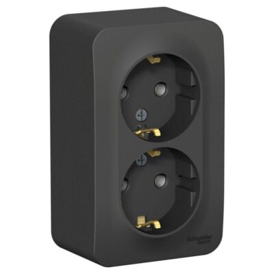 Розетка 2-м ОП Blanca 16А IP20 250В с заземл. без защ. шторок с изолир. пластиной антрацит SE BLNR