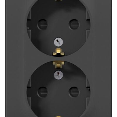 Розетка 2-м ОП Blanca 16А IP20 250В с заземл. защ. шторки с изолир. пластиной антрацит SE BLNRA011