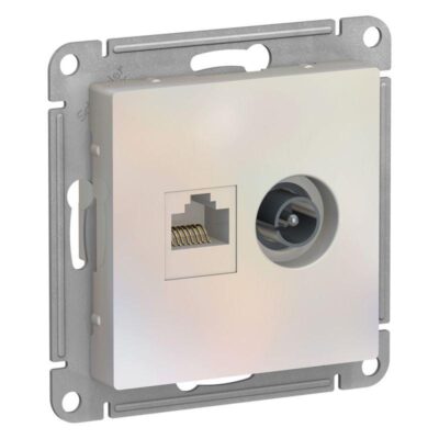 Розетка компьютерная + телевизионная 2-м AtlasDesign RJ45 кат.5E + TV механизм жемчуж. SE ATN00048