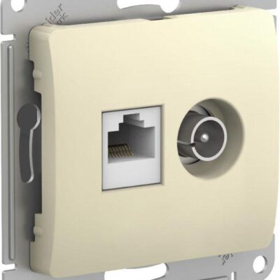 Розетка компьютерная + телевизионная 2-м Glossa RJ45 кат.5E + TV механизм беж. SE GSL000289