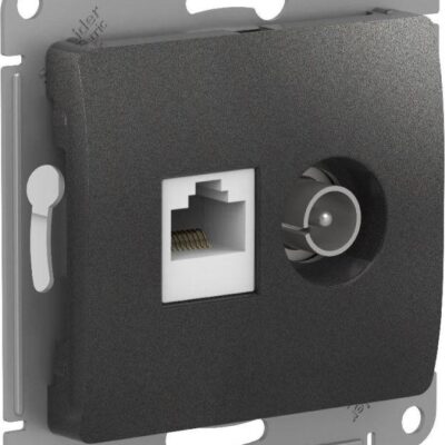 Розетка компьютерная + телевизионная 2-м Glossa RJ45 кат.5E + TV механизм антрацит SE GSL000789