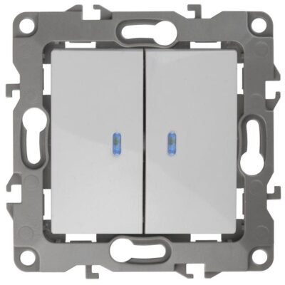 Выключатель 2-кл. СП Эра12 12-1105-01 10А IP20 250В 10AX с подсветкой механизм бел. Эра Б0014657