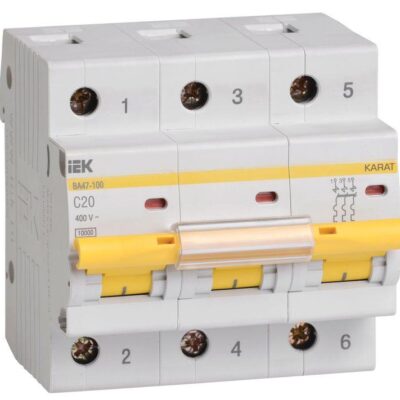 Выключатель автоматический модульный 3п C 20А 10кА ВА47-100 IEK MVA40-3-020-C