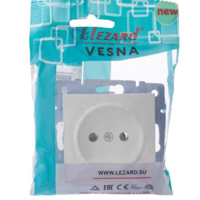 Розетка 1-м СП Vesna без заземл. ПБТ механизм бел. LEZARD 742-0288-121B