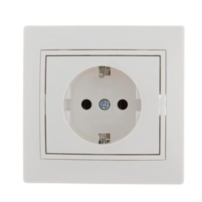 Розетка 1-м СП Mira 16А IP20 с заземл. с бел. вставкой керамика бел. LEZARD 701-0202-122