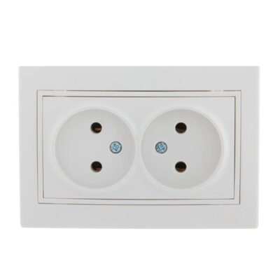 Розетка 2-м СП Mira 16А IP20 без заземл. с бел. вставкой керамика бел. LEZARD 701-0202-128