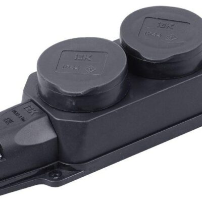 Колодка удлинителя 2-м 16А IP44 Омега РБ32-1-0м с защ. крышкой каучук IEK PKR62-016-2-K02