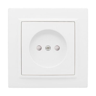 Розетка 1-м СП Минск 10А IP20 без заземл. защ. шторки бел. Basic EKF ERR10-022-100