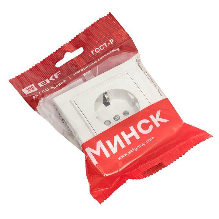 Розетка 1-м СП Минск 16А IP20 с заземл. защ. шторки бел. Basic EKF ERR16-028-100 Розетка 1-м СП Минск 16А IP20 с заземл. защ. шторки бел. Basic EKF ERR16-028-100