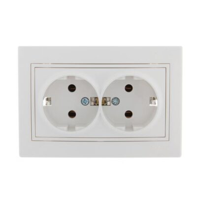 Розетка 2-м СП Mira 16А IP20 с заземл. с бел. вставкой керамика бел. LEZARD 701-0202-127