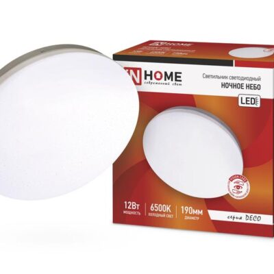 Светильник светодиодный DECO 12Вт 230В 6500К 780лм 190х65мм НОЧНОЕ НЕБО IN HOME 4690612033457