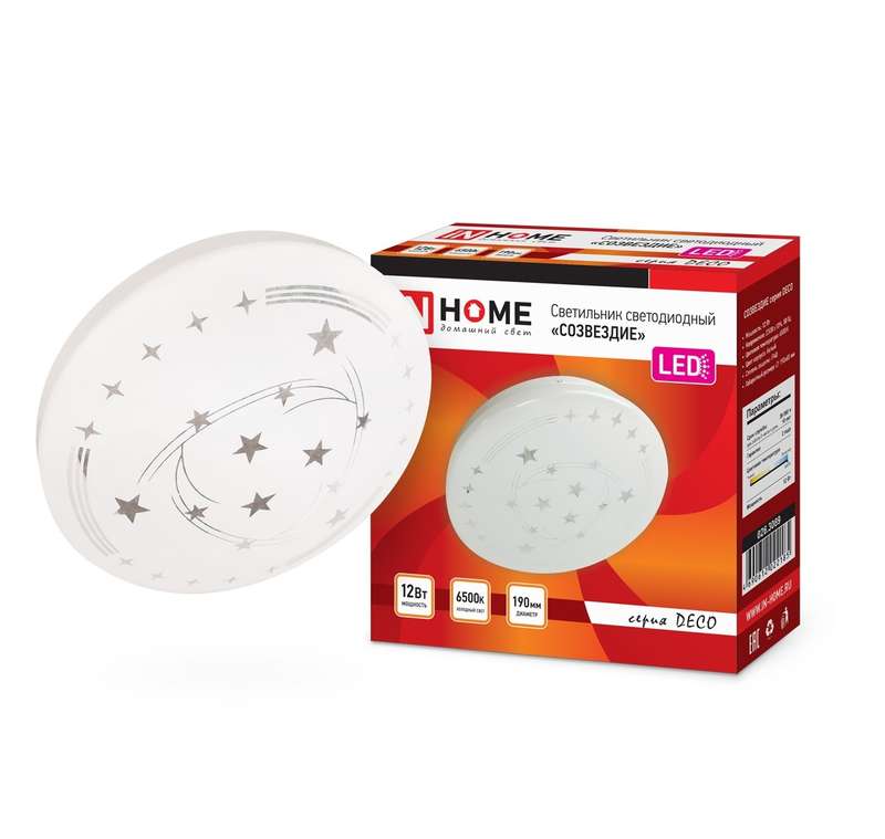 Светильник светодиодный DECO 12Вт 230В 6500К 1080лм 210х65мм СОЗВЕЗДИЕ IN HOME 4690612022185 Светильник светодиодный DECO 12Вт 230В 6500К 1080лм 210х65мм СОЗВЕЗДИЕ IN HOME 4690612022185