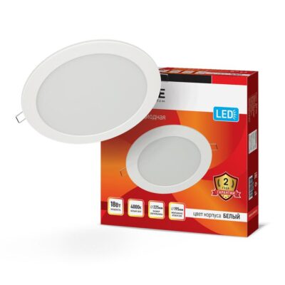 Светильник светодиодный RLP 18Вт 4000К IP40 1080лм 230В 225мм встраив. кругл. панель бел. IN HOME 46