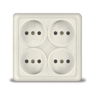 Розетка 4-м ОП Олимп 16А IP20 квадрат. без заземл. сл. кость UNIVersal 1170