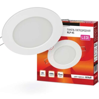 Светильник светодиодный RLP-VC 6Вт 6500К IP40 420лм 230В 95мм кругл. встраив. панель бел. IN HOME 46