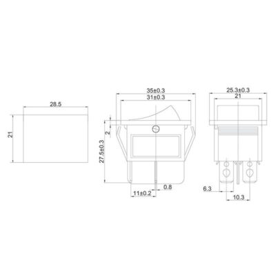 Выключатель клавишный 250В 16А (4с) ON-OFF син. с подсветкой (RWB-502 SC-767 IRS-201-1) Rexant 36-23