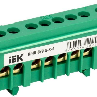Шина PE "земля" в корп. изол. на DIN-рейку ШНИ-6х9-8-К-З зел. IEK YNN10-69-8KD-K06