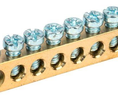 Шина PEN "земля-ноль" 6х9мм 8/2 (8групп/крепеж по краям) IEK YNN11-08-100