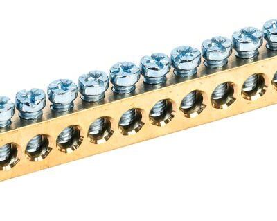 Шина PEN "земля-ноль" 8х12мм 14/2 (14групп/крепеж по краям) IEK YNN21-14-100