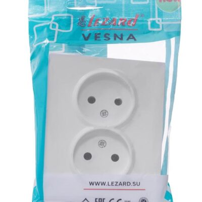 Розетка 2-м СП VESNA без заземл. ПБТ бел. LEZARD 742-0200-128B