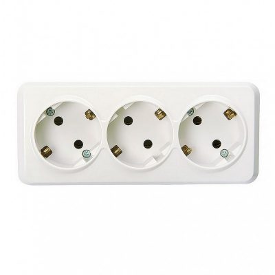 Розетка Smartbuy 3-местная 16А с заземлением белая "Юпитер" (SBE-03w-16-S3-Z) (8/80)