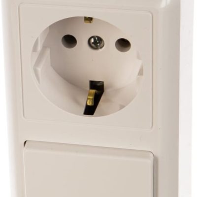 Блок комбинированный ОП БКВР-432 Оптима (1-кл. выкл. с подсветкой + розетка с заземл.) бел. Кунцево