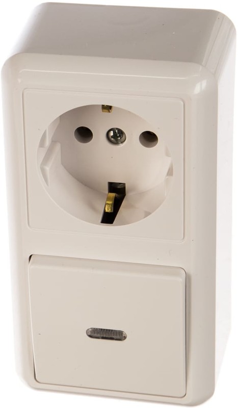 Блок комбинированный ОП БКВР-432 Оптима (1-кл. выкл. с подсветкой + розетка с заземл.) бел. Кунцево Блок комбинированный ОП БКВР-432 Оптима (1-кл. выкл. с подсветкой + розетка с заземл.) бел. Кунцево