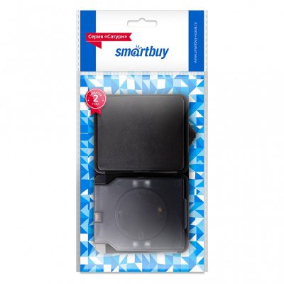 Блок розетка выключатель, IP54, черный, "Сатурн" (SBE-04b-16-SWS)