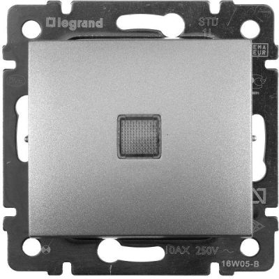 Legrand Valena выключатель 1кл.с подсветкой алюмин.(1/10/100) (770110)