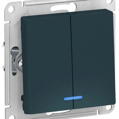 Выключатель 2-кл. СП AtlasDesign 10А IP20 (сх. 5а) 10AX с подсветкой механизм изумруд SE ATN000853