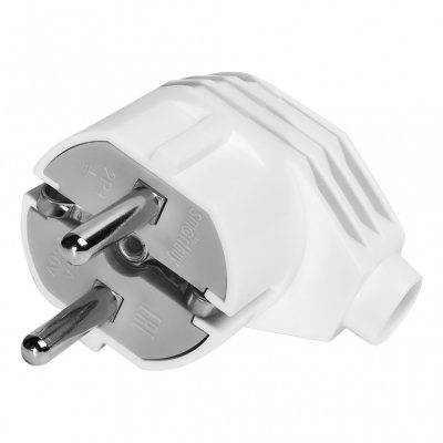 Вилка Smartbuy угловая с заземлением белая 16А 250В (SBE-16-P02-w) (50/600)