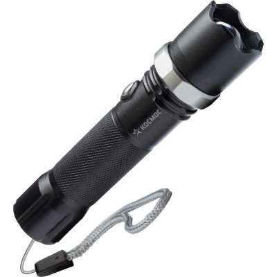 Фонарь аккумуляторный ручной LED 3Вт линза зум аккум.Li-ion18650 USB-шнур анодир.алюм.КОСМОС KOS112L