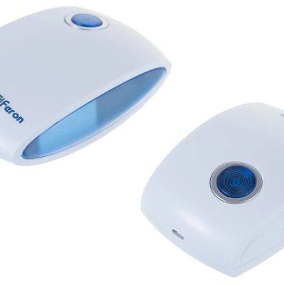 Feron E-376 звонок IP20 36 мелодий, 2*1,5V/АА (база), белый, синий 1/30/60