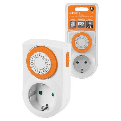 Розетка с таймером TDM механический ТРМ-01 30мин 48вкл/сут 16А с/з (1/48) SQ1506-0001