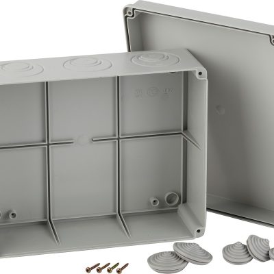 Коробка распаячная ОП КОРv 240х195х90мм на винтах кабельные вводы d28-3 шт d37-2шт IP55 Эра Б0047267